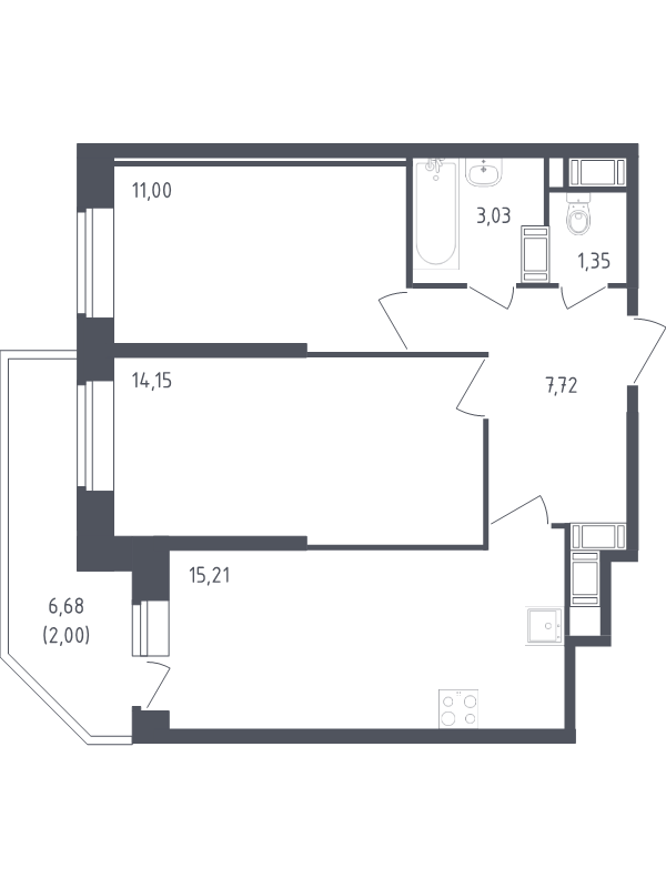 Продажа 2-комнатной новостройки, Санкт-Петербург, Славянская ул.