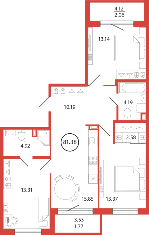 Продажа 3-комнатной новостройки, Бугры, Дорога в Мурино