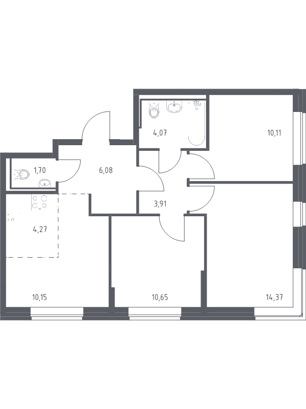 Продажа 3-комнатной новостройки, Санкт-Петербург, Славянская ул.