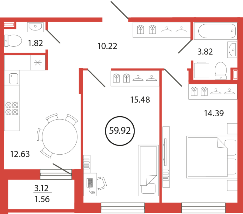 Продажа 2-комнатной новостройки, Бугры, Дорога в Мурино