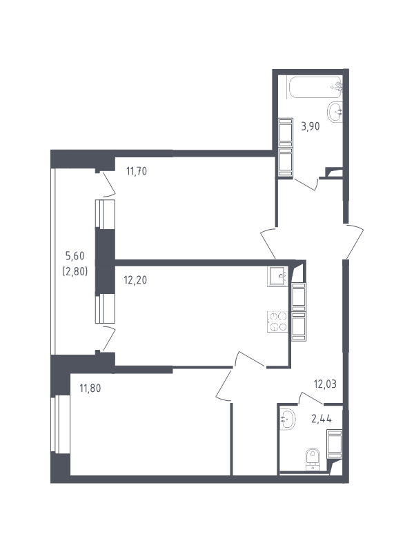 Продажа 2-комнатной новостройки, Санкт-Петербург, Славянская ул.