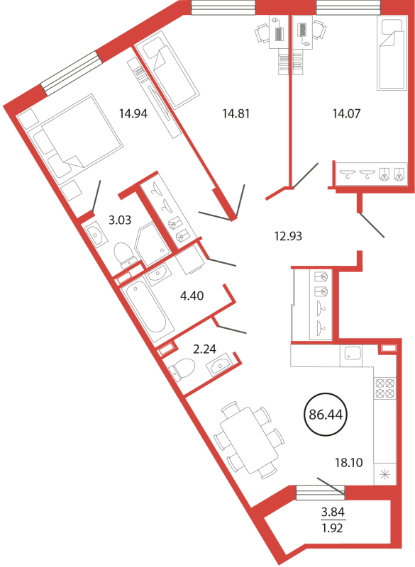 Продажа 3-комнатной новостройки, Бугры, Дорога в Мурино