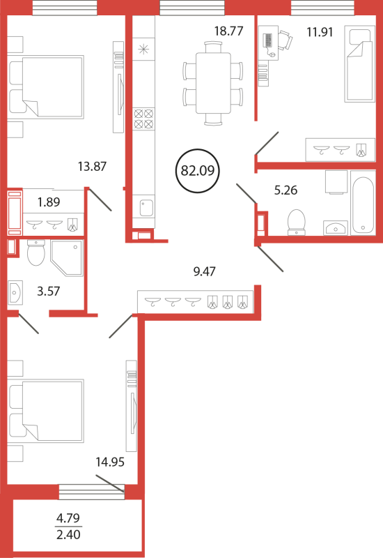 Продажа 3-комнатной новостройки, Бугры, Дорога в Мурино