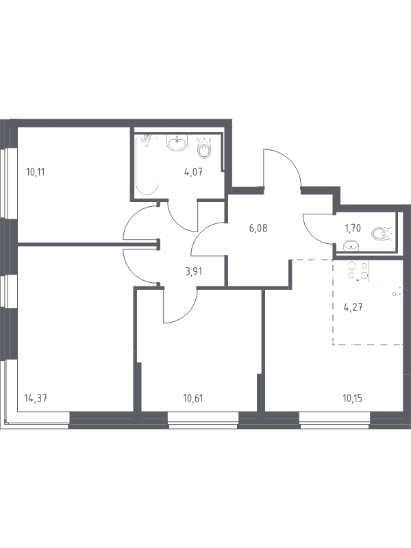 Продажа 3-комнатной новостройки, Санкт-Петербург, Славянская ул.