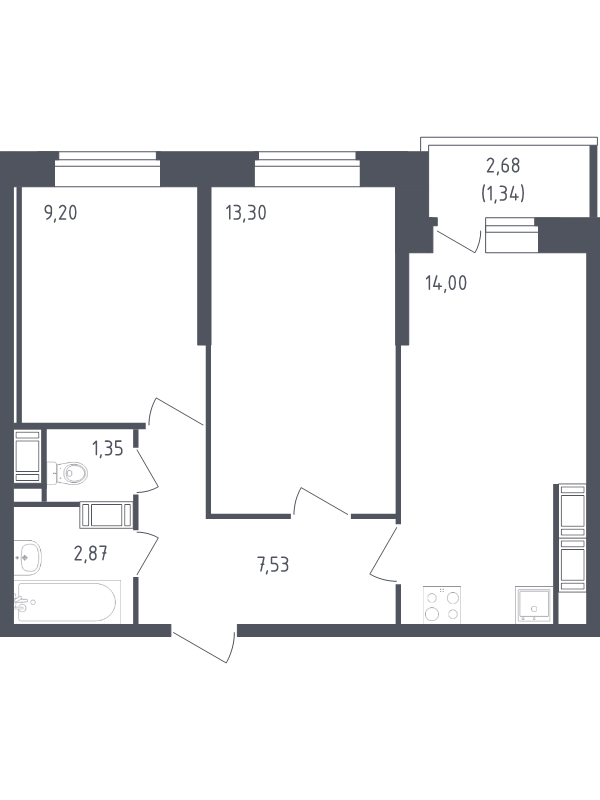 Продажа 2-комнатной новостройки, Санкт-Петербург, Славянская ул.