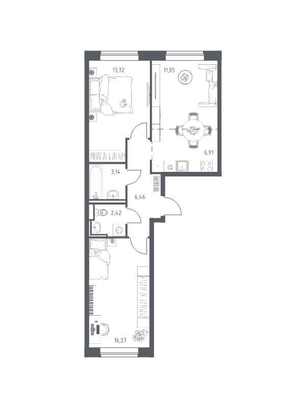 Продажа 2-комнатной новостройки, Санкт-Петербург, Славянская ул.