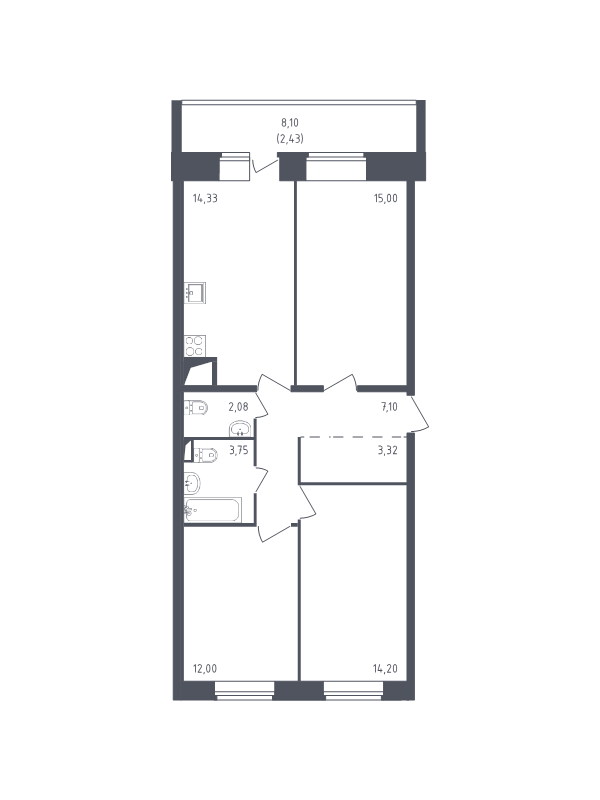 Продажа 3-комнатной новостройки, Санкт-Петербург, Славянская ул.