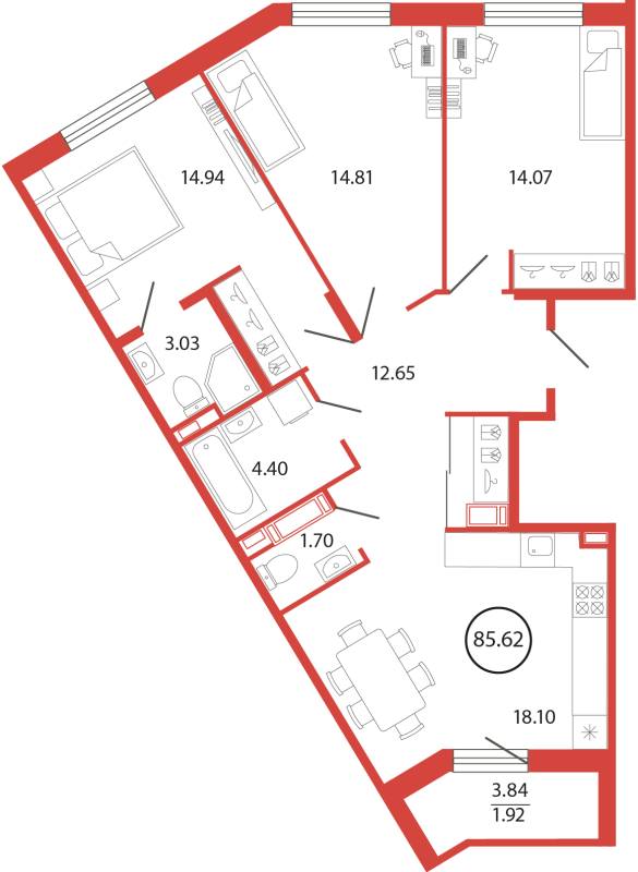 Продажа 3-комнатной новостройки, Бугры, Дорога в Мурино