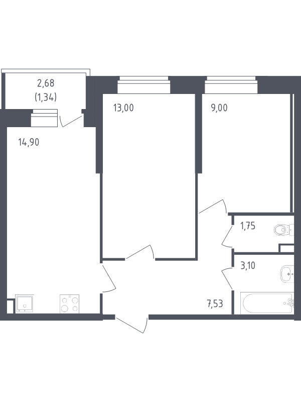 Продажа 2-комнатной новостройки, Санкт-Петербург, Славянская ул.