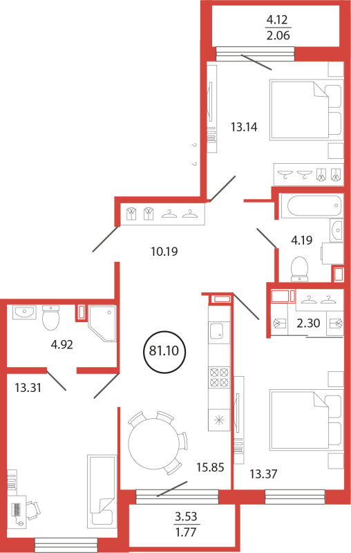Продажа 3-комнатной новостройки, Бугры, Дорога в Мурино