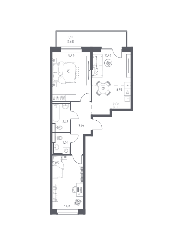 Продажа 2-комнатной новостройки, Санкт-Петербург, Славянская ул.