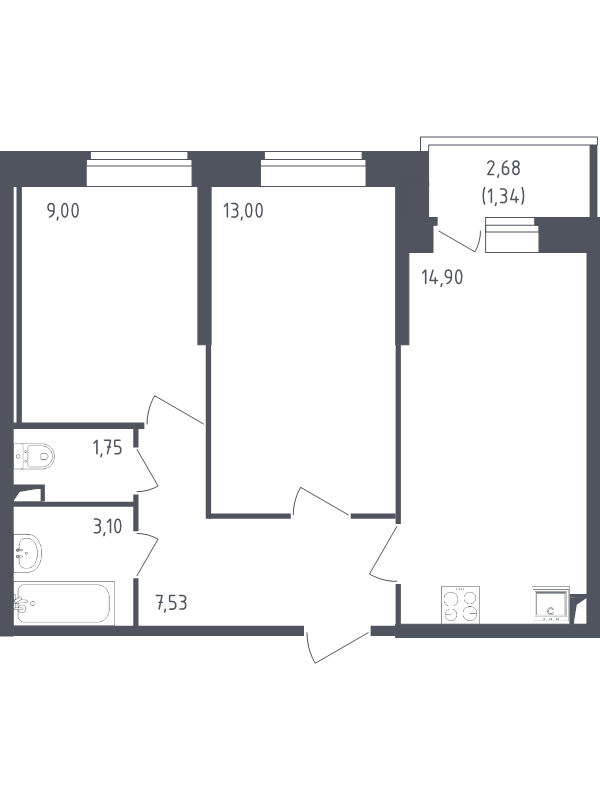 Продажа 2-комнатной новостройки, Санкт-Петербург, Славянская ул.