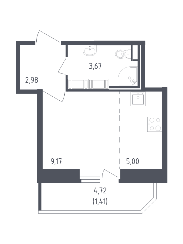 Продажа 1-комнатной новостройки, Санкт-Петербург, Славянская ул.