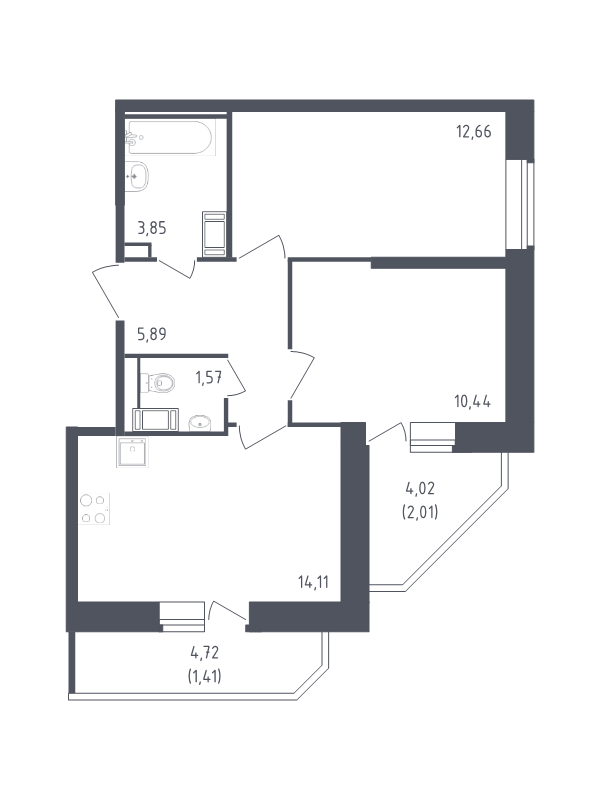 Продажа 2-комнатной новостройки, Санкт-Петербург, Славянская ул.