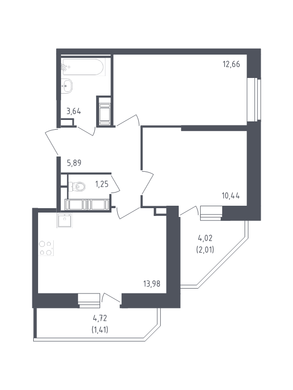 Продажа 2-комнатной новостройки, Санкт-Петербург, Славянская ул.