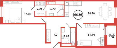 Продажа 2-комнатной новостройки, Бугры, Дорога в Мурино