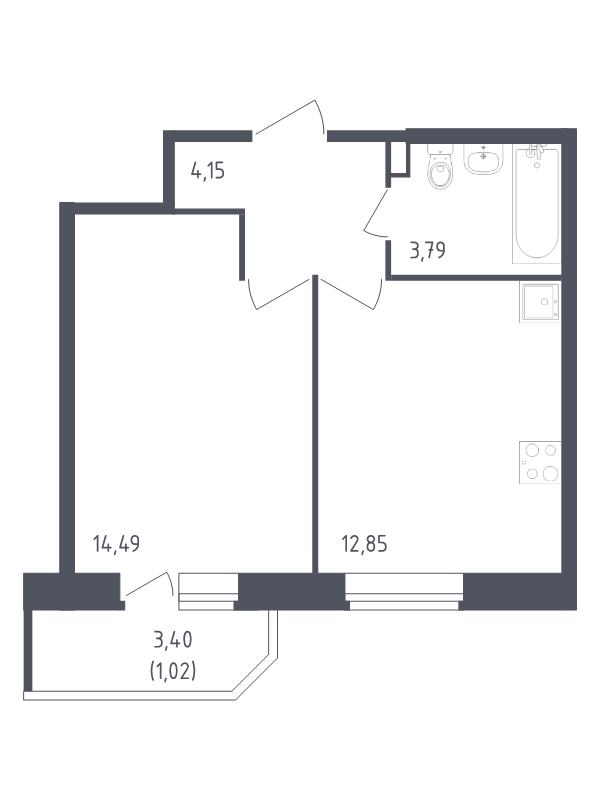 Продажа 1-комнатной новостройки, Санкт-Петербург, Славянская ул.