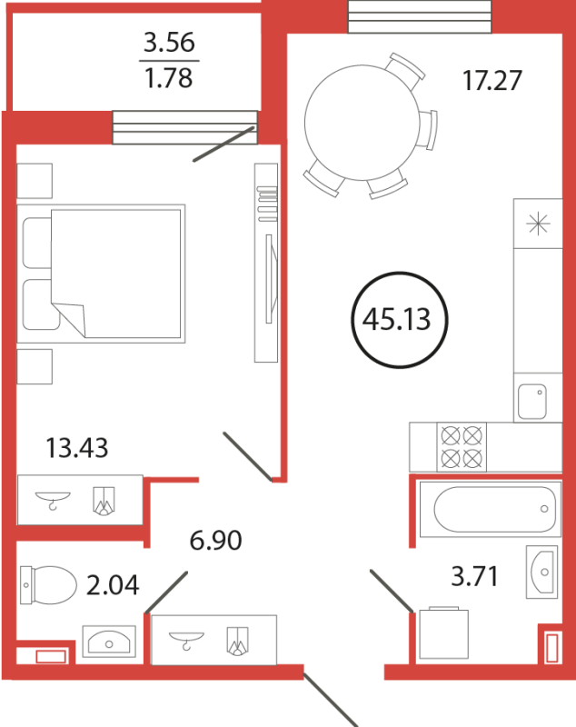 Продажа 1-комнатной новостройки, Бугры, Дорога в Мурино