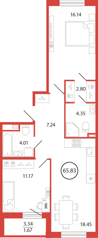 Продажа 2-комнатной новостройки, Бугры, Дорога в Мурино