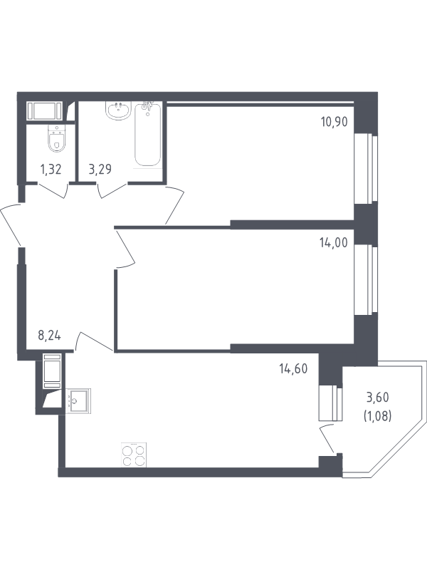 Продажа 2-комнатной новостройки, Санкт-Петербург, Славянская ул.