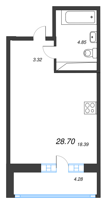 Продажа 1-комнатной новостройки, Бугры, Дорога в Мурино