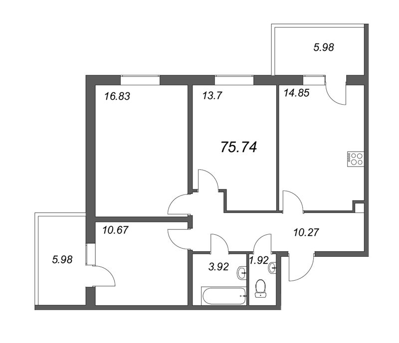 Продажа 3-комнатной новостройки, Колпино, Понтонная ул.
