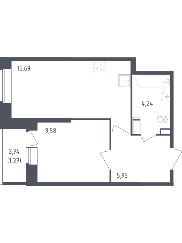 Продажа 1-комнатной новостройки, Санкт-Петербург, Славянская ул.