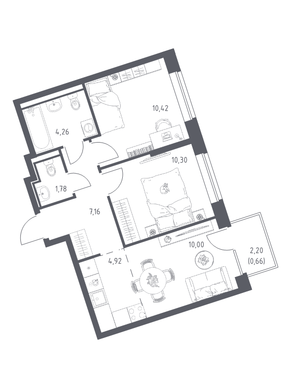 Продажа 2-комнатной новостройки, Санкт-Петербург, Славянская ул.