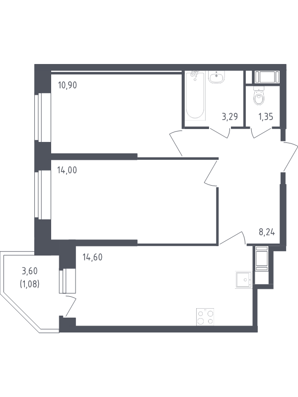 Продажа 2-комнатной новостройки, Санкт-Петербург, Славянская ул.