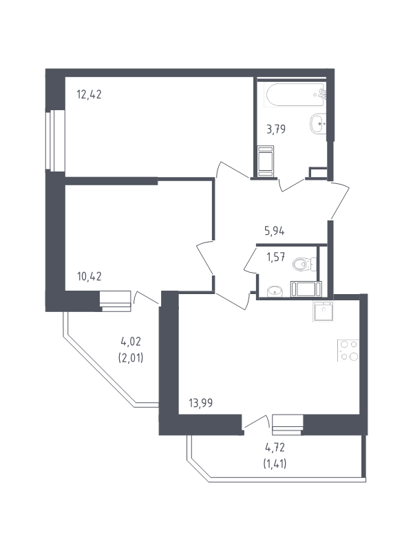 Продажа 2-комнатной новостройки, Санкт-Петербург, Славянская ул.