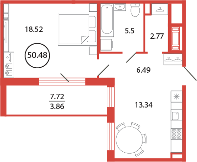 Продажа 1-комнатной новостройки, Бугры, Дорога в Мурино