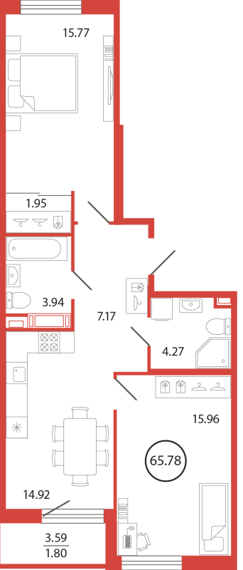Продажа 2-комнатной новостройки, Бугры, Дорога в Мурино