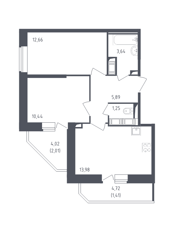 Продажа 2-комнатной новостройки, Санкт-Петербург, Славянская ул.