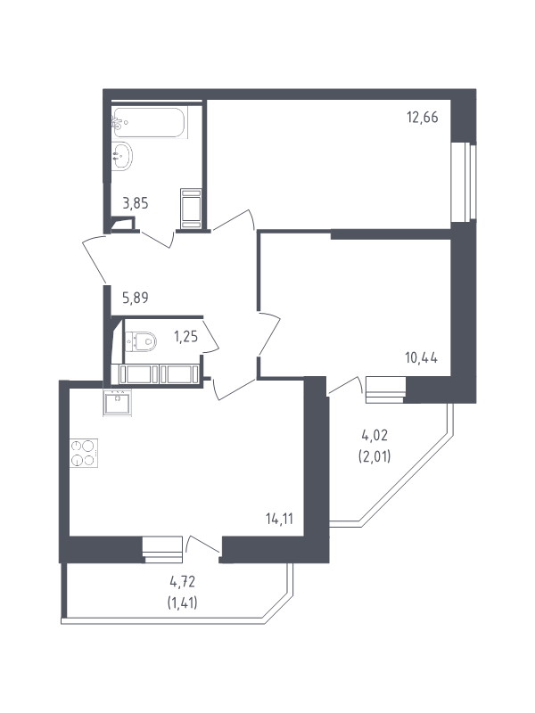 Продажа 2-комнатной новостройки, Санкт-Петербург, Славянская ул.