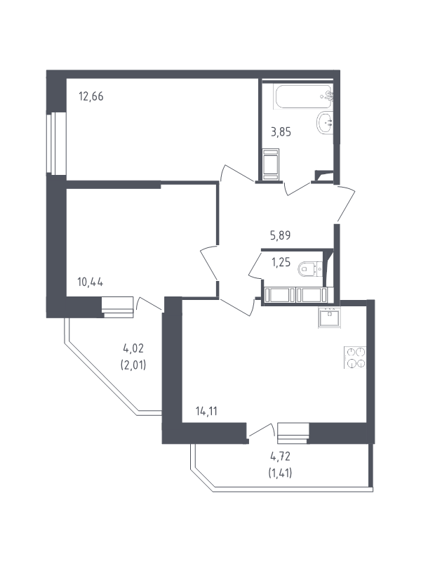 Продажа 2-комнатной новостройки, Санкт-Петербург, Славянская ул.