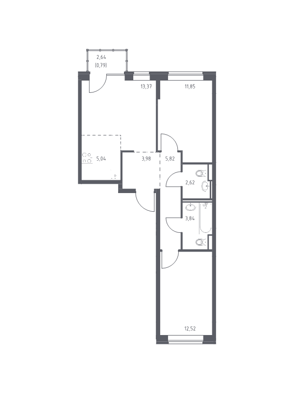 Продажа 2-комнатной новостройки, Санкт-Петербург, Славянская ул.