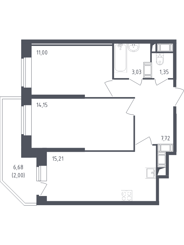 Продажа 2-комнатной новостройки, Санкт-Петербург, Славянская ул.