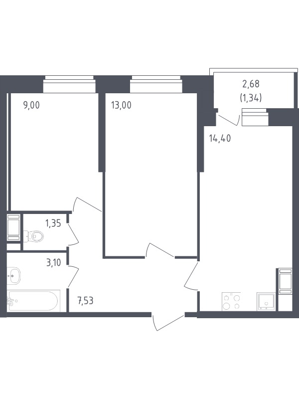 Продажа 2-комнатной новостройки, Санкт-Петербург, Славянская ул.