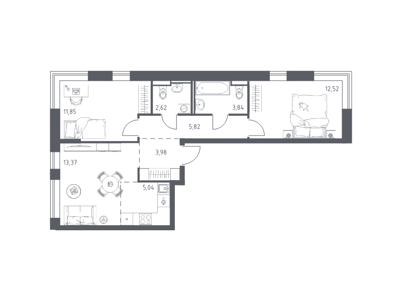 Продажа 2-комнатной новостройки, Санкт-Петербург, Славянская ул.