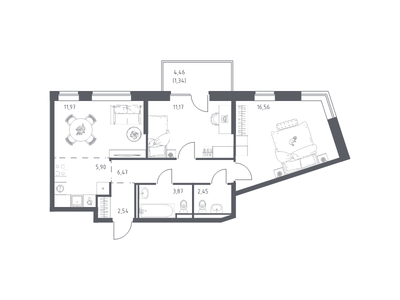 Продажа 2-комнатной новостройки, Санкт-Петербург, Славянская ул.