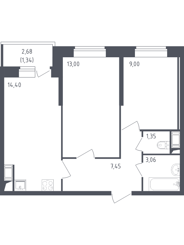 Продажа 2-комнатной новостройки, Санкт-Петербург, Славянская ул.