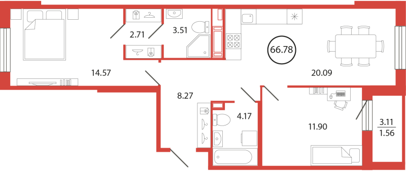 Продажа 2-комнатной новостройки, Бугры, Дорога в Мурино