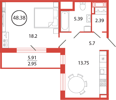 Продажа 1-комнатной новостройки, Бугры, Дорога в Мурино