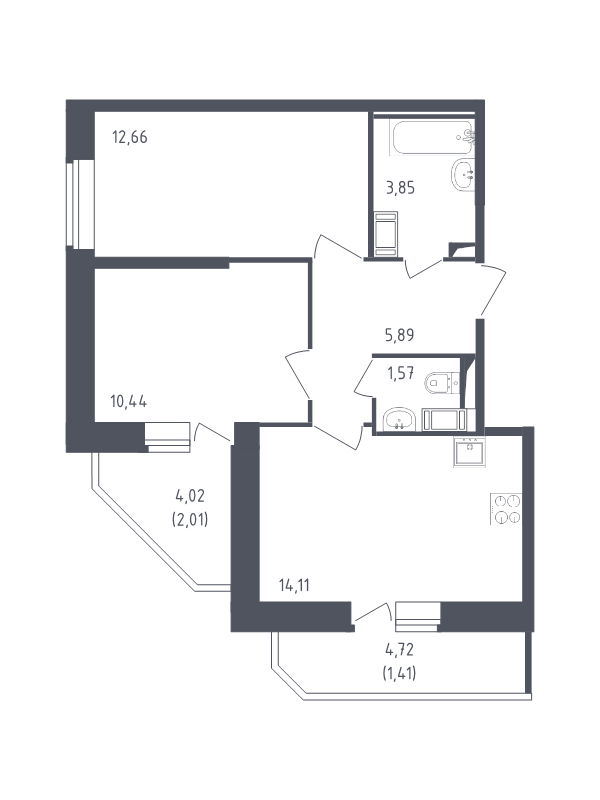 Продажа 2-комнатной новостройки, Санкт-Петербург, Славянская ул.