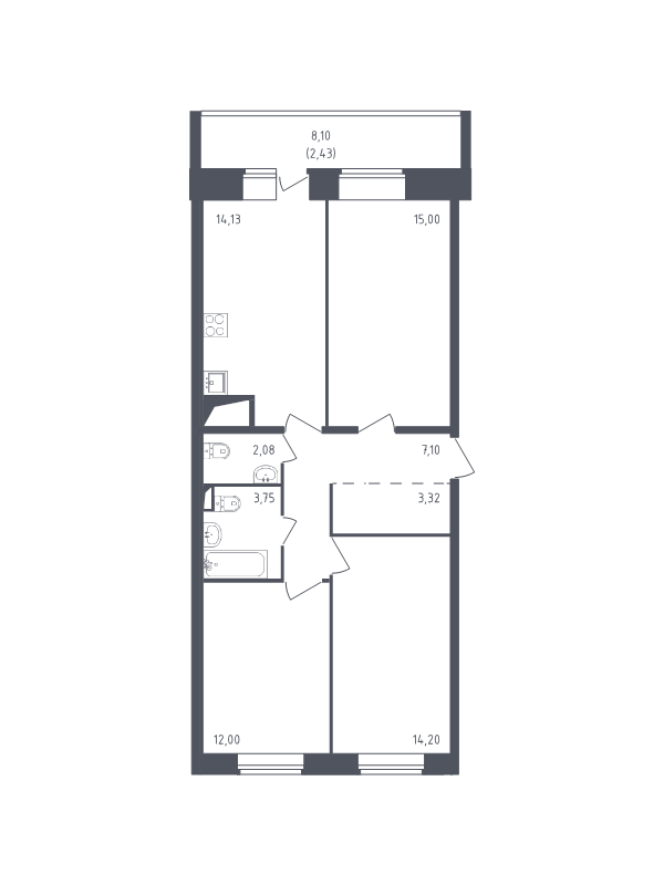 Продажа 3-комнатной новостройки, Санкт-Петербург, Славянская ул.