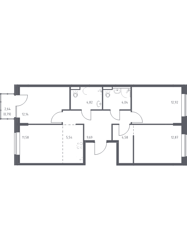 Продажа 3-комнатной новостройки, Санкт-Петербург, Славянская ул.