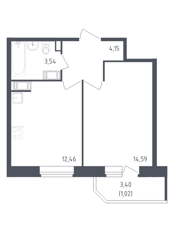 Продажа 1-комнатной новостройки, Санкт-Петербург, Славянская ул.