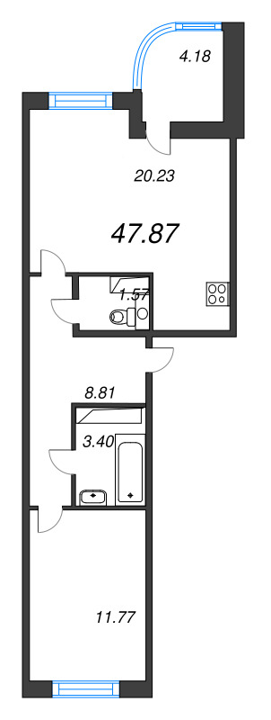Продажа 1-комнатной новостройки, Бугры, Дорога в Мурино