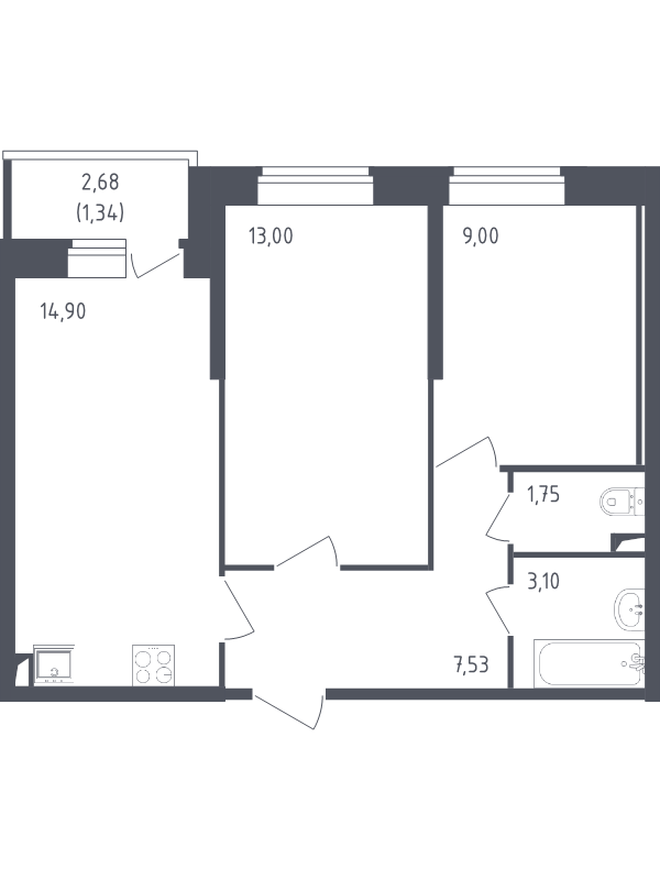 Продажа 2-комнатной новостройки, Санкт-Петербург, Славянская ул.