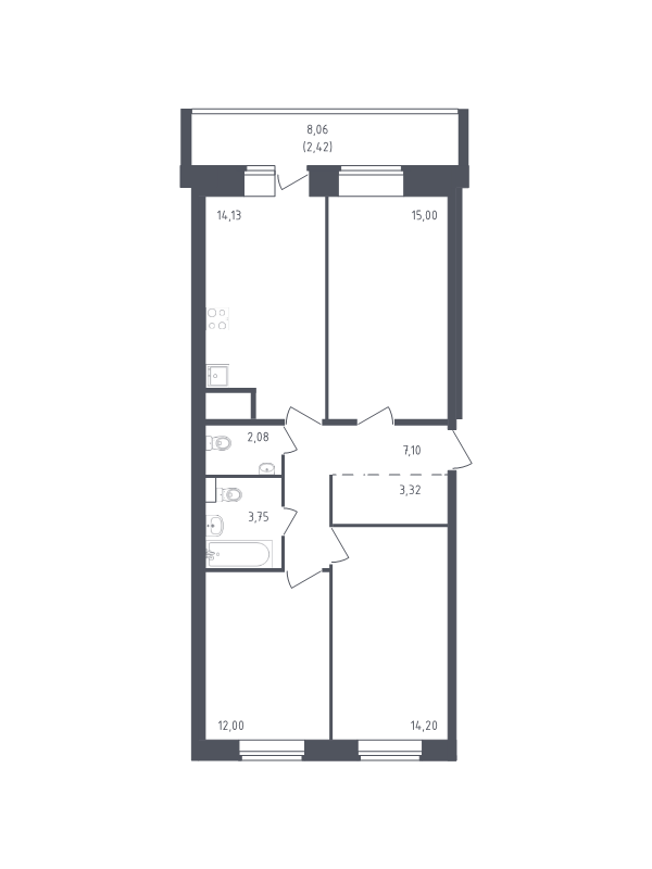 Продажа 3-комнатной новостройки, Санкт-Петербург, Славянская ул.